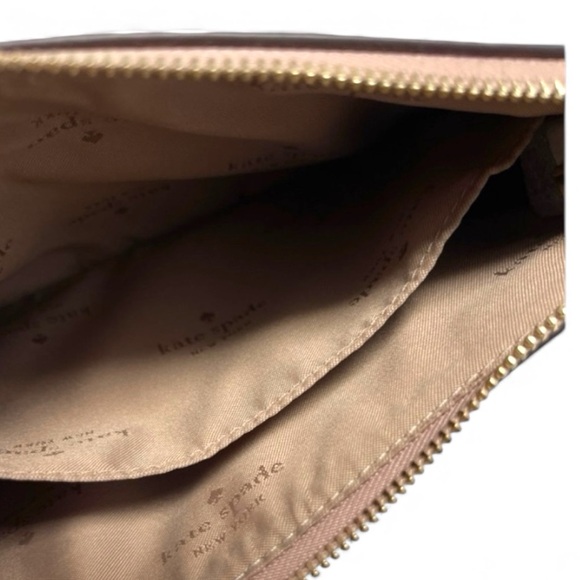 Kate Spade Taupe & Ivory Saffiano Double-Zip Convertible Crossbody Bag Purse Set - Picture 5 of 8